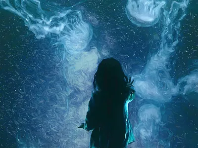 Cosmic Aquarium aquarium concept art design digital art environment art illustrate imaginary painting sea space