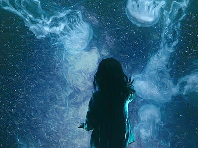Cosmic Aquarium aquarium concept art design digital art environment art illustrate imaginary painting sea space