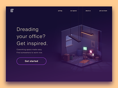 Dreadful office - Coworking space cowork coworking coworking space dark illustration landing page landing page design landingpage ui uidesign uiux web website design