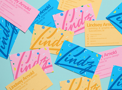 Lindz Biz Cards branding businesscard collateral freelancer illustration logo mockup student work