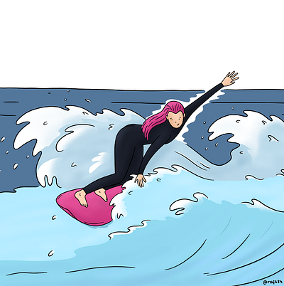 Shredding cutback girl illustration ipadpro ocean surf surfing woman