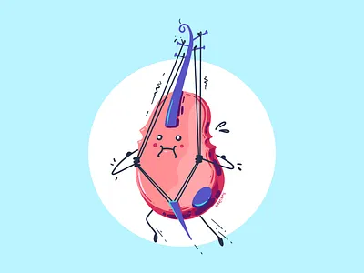 A bit high strung adobe fresco cute violin flat funny character funny illustration hero illustration strong vector violin violin hero