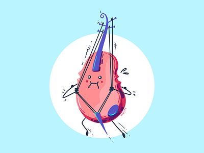 A bit high strung adobe fresco cute violin flat funny character funny illustration hero illustration strong vector violin violin hero