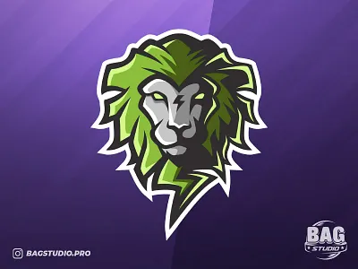 Bolt Lion Logo emblem esportlogo esports gamer green illustration lion logo mascot sports logo