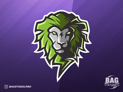 Bolt Lion Logo emblem esportlogo esports gamer green illustration lion logo mascot sports logo