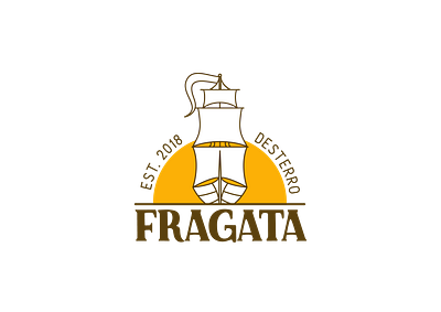 Fragata Clothing Company Logo branding caravel clothing design logo sea ship sun tattoo yellow