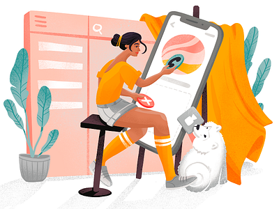 Design Assistant Illustration animal illustration app design character creative process design design process design studio designer digital art digital illustration digital painting dog dog illustration graphic design illustration illustration art illustrator pets user experience design user interface design