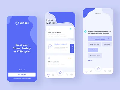 Sphere - App Design app app design brain clean design health illustration medical meditation mindful mindfulness minimal mobile treatment ui ux welcome