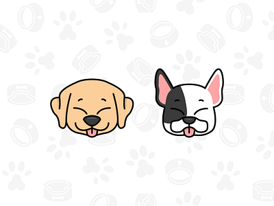 Golden Retriever and French Bulldog adobe illustrator adorable breed character cute design dog flat french bulldog fun golden retriever icon illustration puppy vector