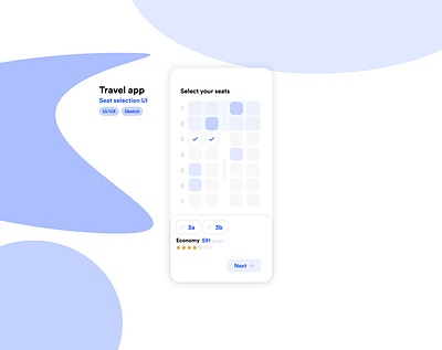 Travel app - seat selection UI app app design concepts design icon minimal mobile ui travel ui uiux ux