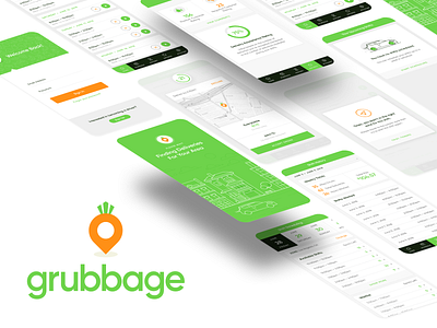 Grubbage :: Driver App app app design delivery driver food green location map mobile order product design restaurant ui ux
