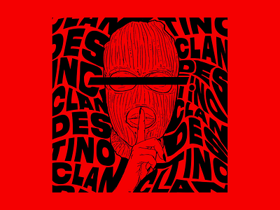 SILENCE - illustration for Bar Clandestino balaclava bar clandestine clandestino illustration lettering photoshop secret silence