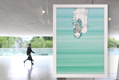 Poster Dive analu louise brasil girl illustration nudeart poster poster art turquesa