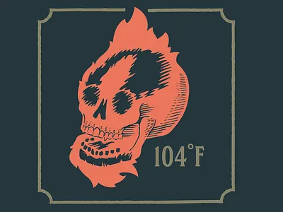 Better in Boots - Fever Skull fever fire frame hot illustration illustrator skull temperature vintage woodcut