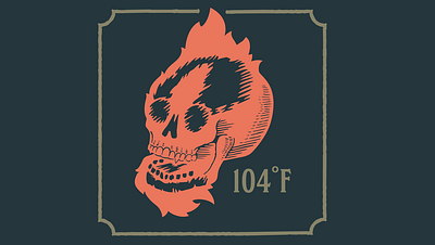 Better in Boots - Fever Skull fever fire frame hot illustration illustrator skull temperature vintage woodcut