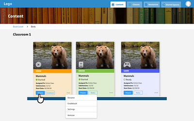 Bookshelf Card Design animals books cards education interface design learning preschool teachers ui user interface design ux