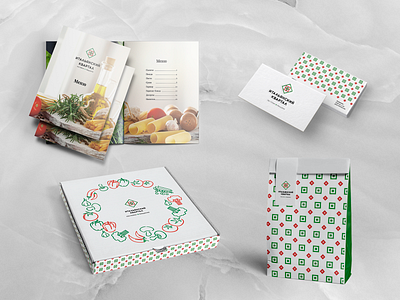 Visual brand identity Italian quarter box brand identity branding business card design graphic design green idenity italian food logo logotype menu pattern pizzeria pizzeria restaurant quarter red restaurant vector