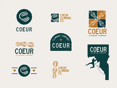 Logo concepts - Coeur Climbing badge badge logo branding climber climbing design fitness gym heart idaho illustration illustrator inland northwest logo outdoors pacific northwest pnw textured typography vector