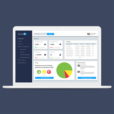 Co-operative Management Tools (Comoto) desktop mock up product design ui user experience user interface voting platform