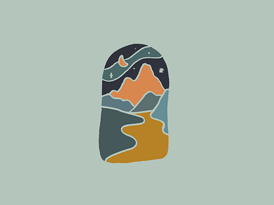 Sleepy Mountains illustration mountains stars