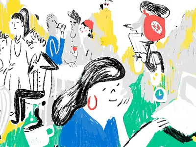 Office Mural Concept Illustration branding illustraion mural office people procreate app social toronto wall art