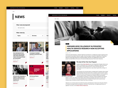 News + Detail Page for Harvard Pilgrim Population Medicine drupal news news design responsive website ui website