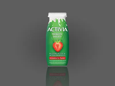 Activia Strawberry bottle dailies graphic design probiotic strawberry