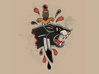 Panther distressed grunge grunge texture hand drawn illustration tattoo tattoo art tattoo design traditional vector