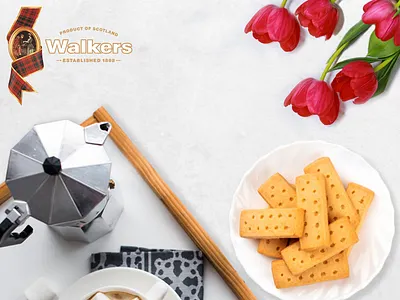 Flatlay for Walkers Shortbread Biscuits adobe biscuits branding breakfast creative debut design dribbble flatlay flowers illustration morning photoshop shortbread tea tulips