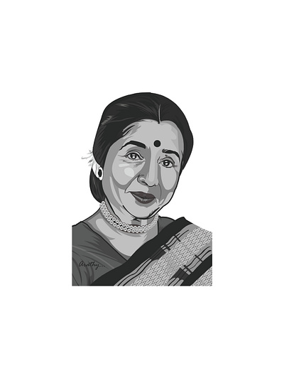 Indian Playback Singers : Asha Bhosle ashabhosle bollywoodsinger digitalart illustration indianplaybacksingers