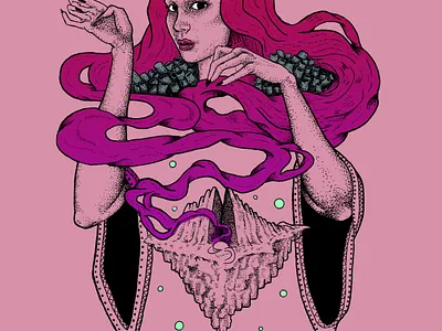 The Spirit Unleashed art digital drawing female gig poster illustration ink