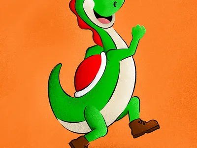 Everyone's favorite theropod! art illustration jump mario mariobros mariokart nes nintendo procreate yoshi