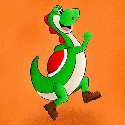 Everyone's favorite theropod! art illustration jump mario mariobros mariokart nes nintendo procreate yoshi