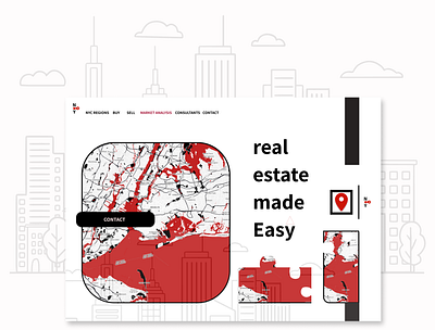 Real Estate Homepage design businesswebsite homepage ideas landing page design product page realestate red snazzymaps typography ui webdeign white