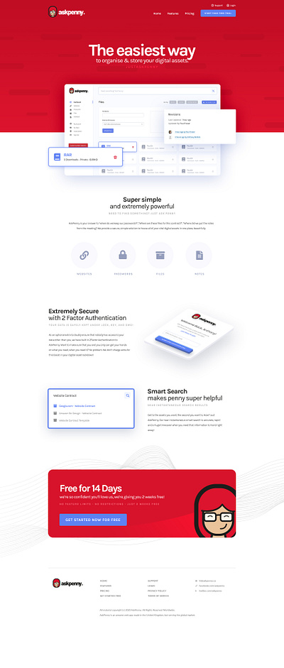 AskPenny.co agency app askpenny blue dashboard freelancer penny red saas signup storage ui webapp