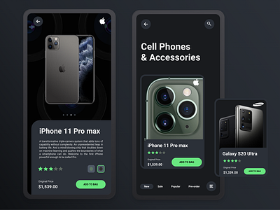 E-Commerce Dark mode UI design adobe xd app app design apple black clean ui concept dark mode dark ui design ecommerce figma ios minimal minimalist night mode product product design ui ux