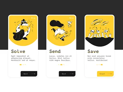Onboarding Steps app colorful dailyui design gradient guide ios onboarding steps ui ux yellow