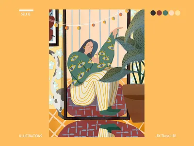 selfie illustration typography