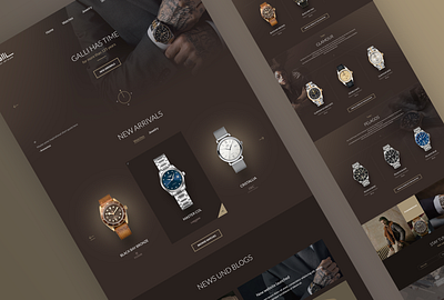 Luxurious Watches Reatiler Website Design brown clean collection dark ecommerce gold gradient jewelry luxury product retail shop sophisticated swiss watches web design