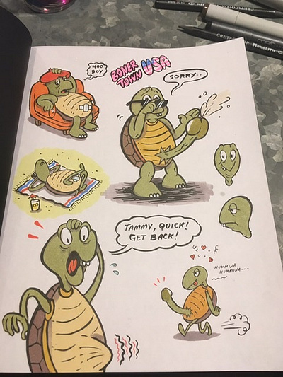 Turtle Bones bad boy cartoon comics copic design illustration logo prismacolor vintage