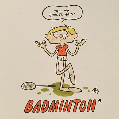 Badminton cartoon comics copic design icon illustration logo prismacolor vintage watercolor