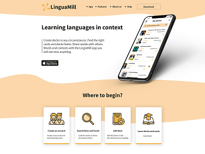 LinguaMill Landing adobe adobe xd app landing lingua site ui ui design uiux ux