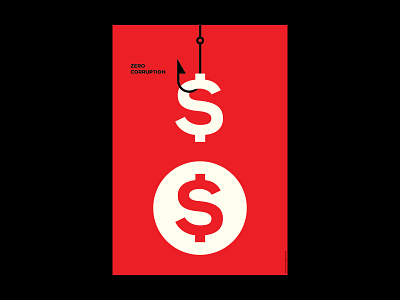 Zero Corruption design dollar flat mykolakovalenkostudio poster design vector