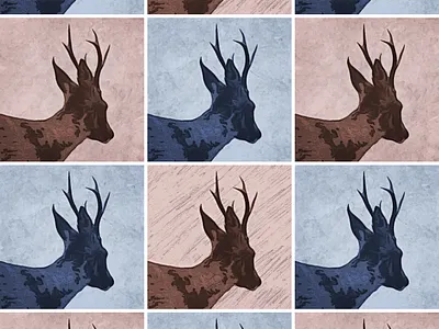 Deer Mosaic art design grid modern art pattern print wall art