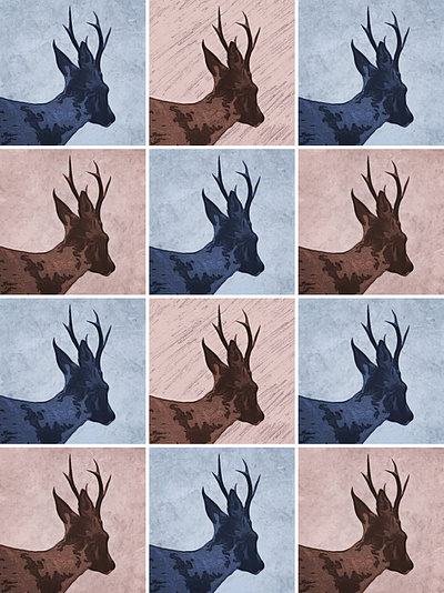 Deer Mosaic art design grid modern art pattern print wall art