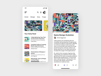 Blog App Desing animation app app ui design illustration ios typography ui ui design ui illustration ui ux