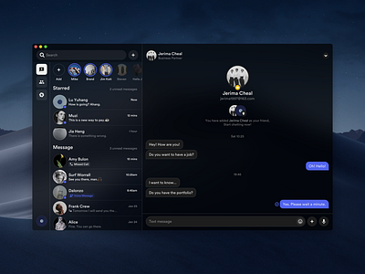 Social Concept Application (Desktop Version) app application behance chat concept contact design desktop app desktop design mac macbook message message app messager platform sketch ui