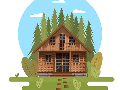 forest hut abstract background design forest hut illustration landscape nature