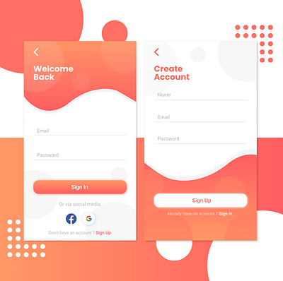 Sign In & Sign Up page app design ui