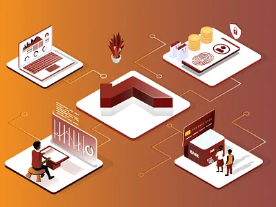 equity bank isometric concept bank isometric illustration illustrator isometric kenya tech